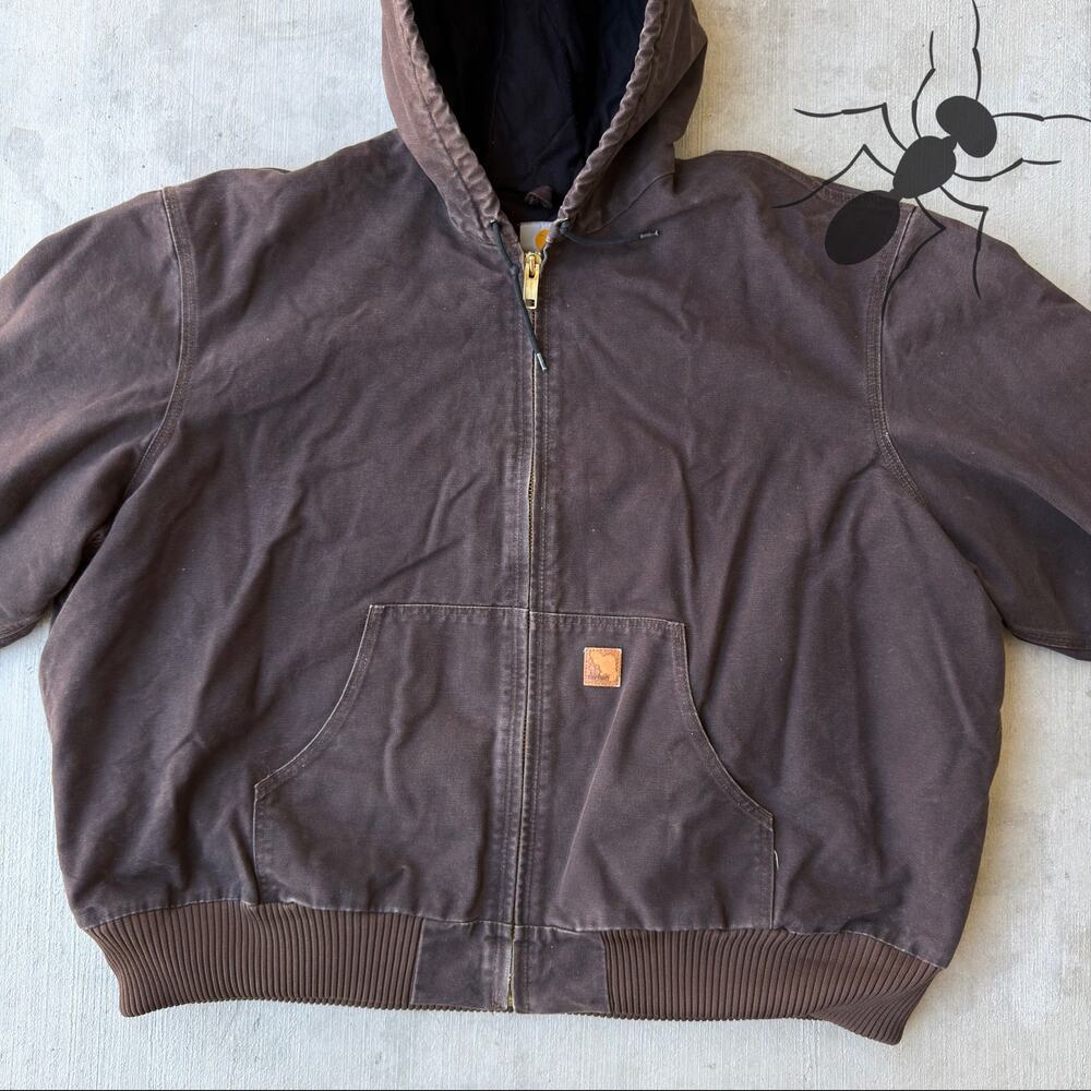Carhartt J130 DKB brown hooded work wear jacket - Picture 2 of 9